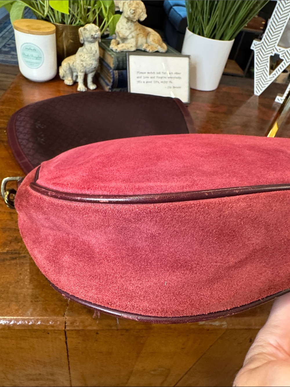 Mulberry Vintage (1980s) Burgundy Woven-Trim Shoulder Bag - Picture 14 of 16